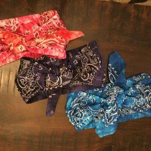 Bandana BANDEAU Navy Pink Blue handmade M